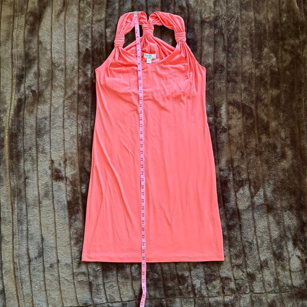 Ivy & Blu‎ Maggy Boutique 6 Tangerine Stretch Knit Halter Dress Bunched Straps - Picture 9 of 11